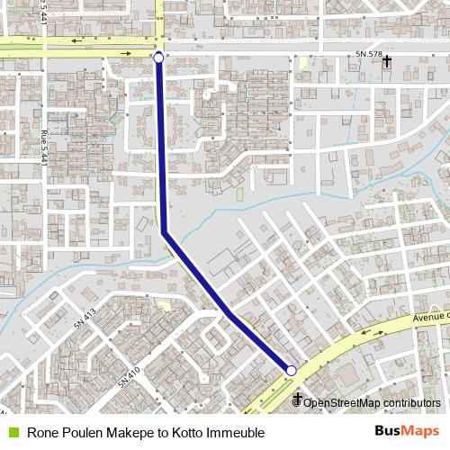 Rone Poulen Makepe to Kotto Immeuble bus Line Map