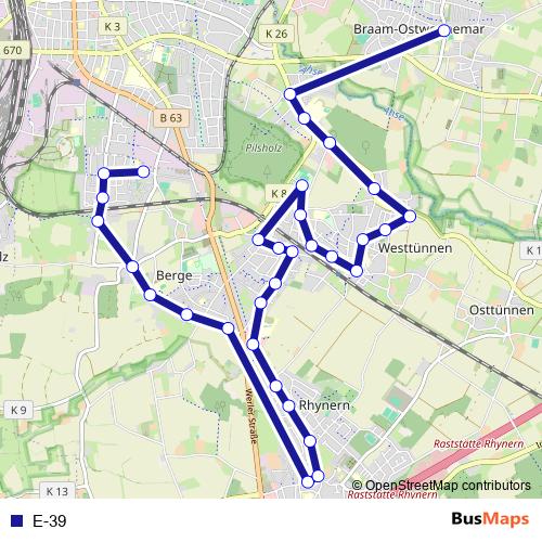 E-39 bus Line Map