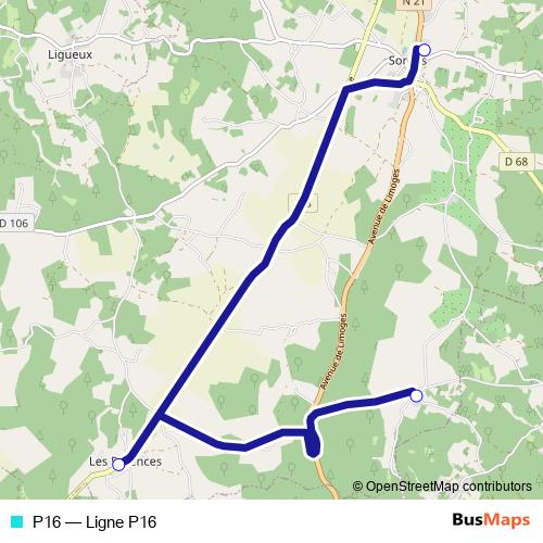 P16 bus Line Map