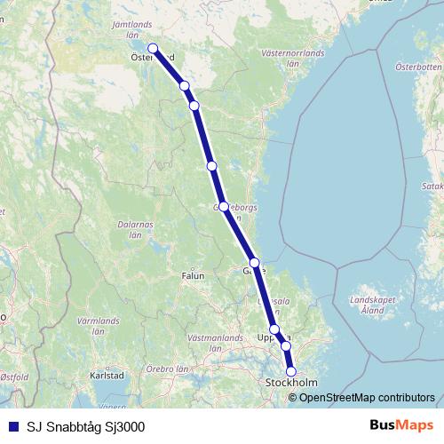 SJ Snabbtåg Sj3000 rail Line Map