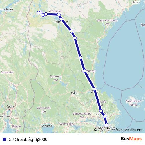 SJ Snabbtåg Sj3000 rail Line Map
