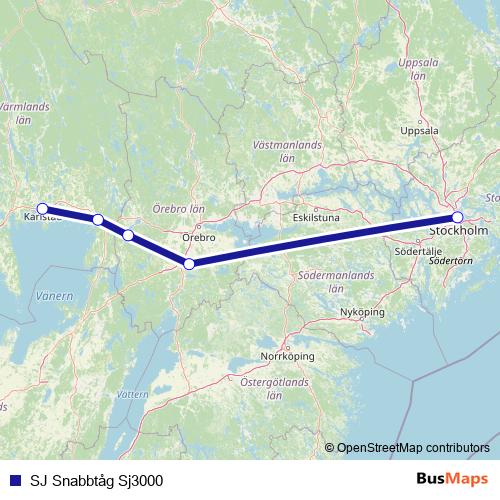SJ Snabbtåg Sj3000 rail Line Map