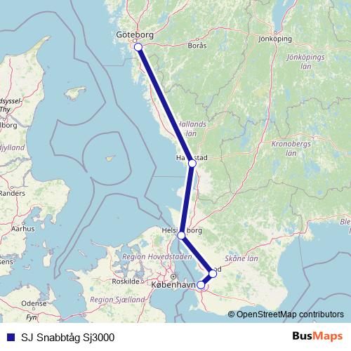 SJ Snabbtåg Sj3000 rail Line Map