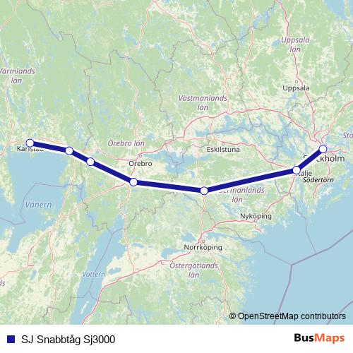 SJ Snabbtåg Sj3000 rail Line Map
