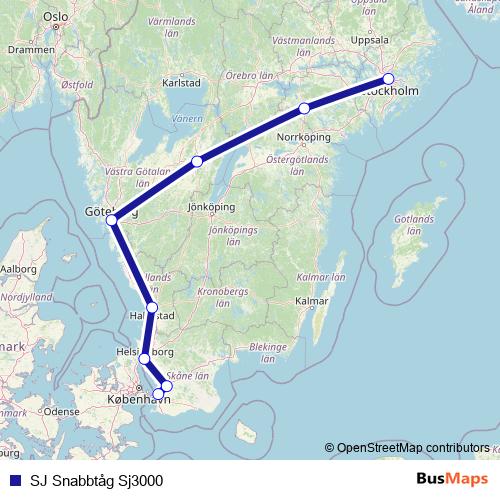 SJ Snabbtåg Sj3000 rail Line Map