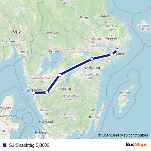 SJ Snabbtåg Sj3000 rail Line Map
