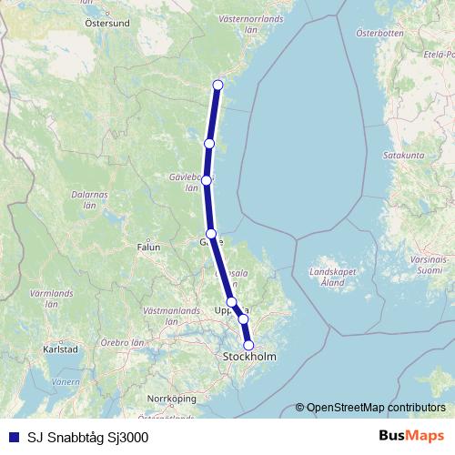 SJ Snabbtåg Sj3000 rail Line Map