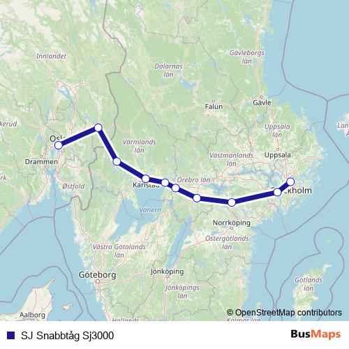 SJ Snabbtåg Sj3000 rail Line Map