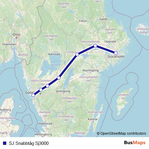 SJ Snabbtåg Sj3000 rail Line Map