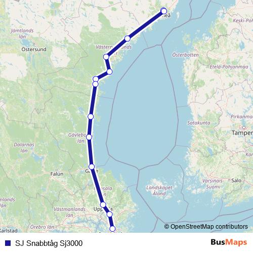 SJ Snabbtåg Sj3000 rail Line Map
