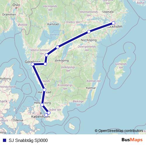 SJ Snabbtåg Sj3000 rail Line Map