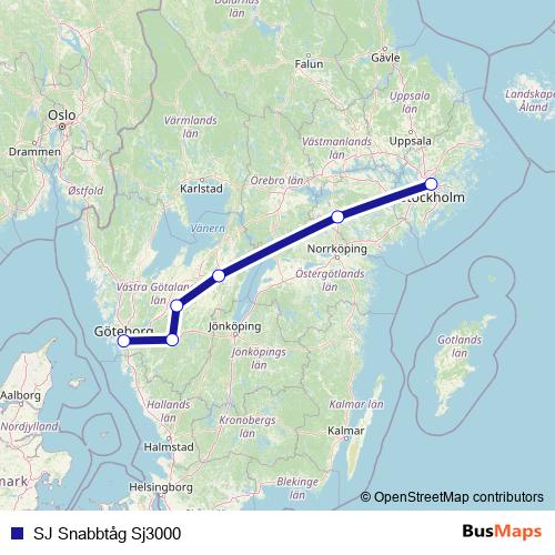 SJ Snabbtåg Sj3000 rail Line Map