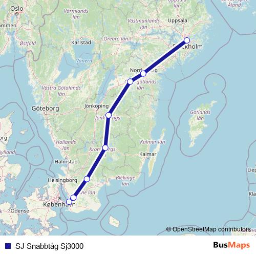 SJ Snabbtåg Sj3000 rail Line Map