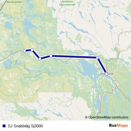 SJ Snabbtåg Sj3000 rail Line Map
