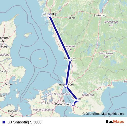 SJ Snabbtåg Sj3000 rail Line Map