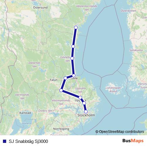 SJ Snabbtåg Sj3000 rail Line Map