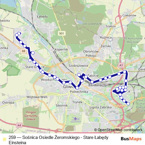 259 bus Line Map