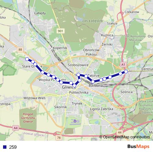 259 bus Line Map