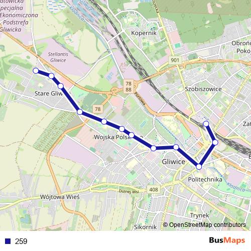 259 bus Line Map