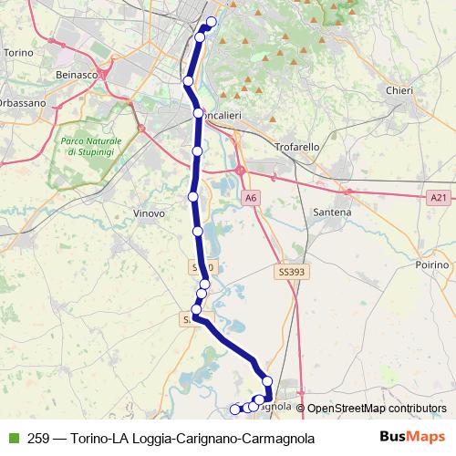 259 bus Line Map