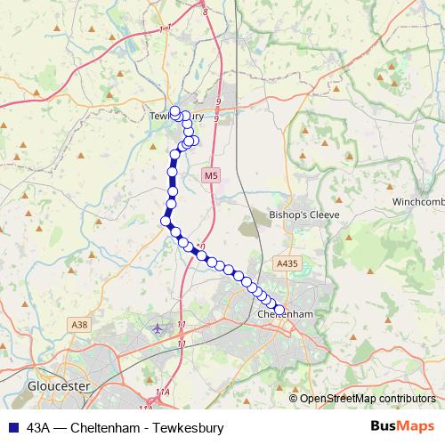 43A bus Line Map