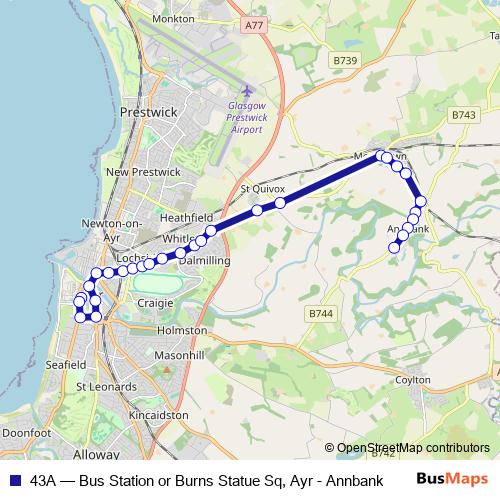 43A bus Line Map