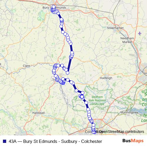 43A bus Line Map