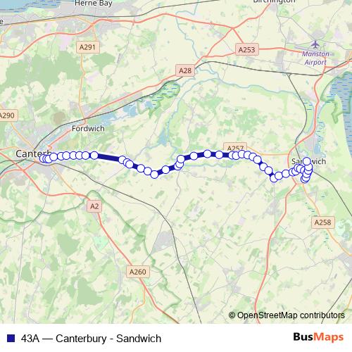 43A bus Line Map