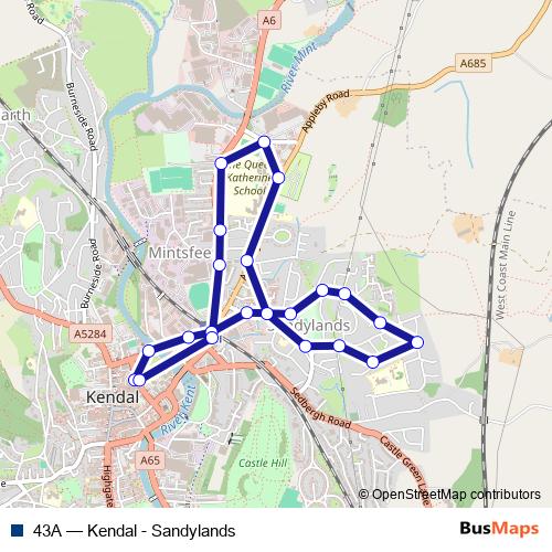 43A bus Line Map