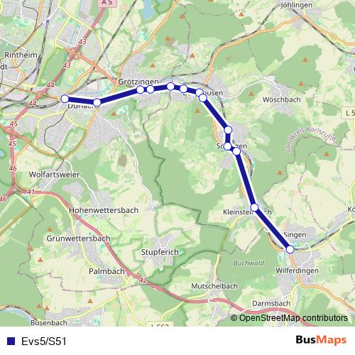 Evs5/S51 bus Line Map