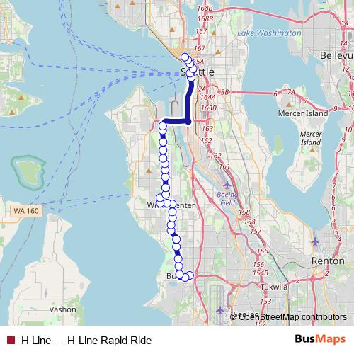 H Line bus Line Map