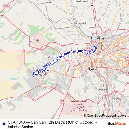 CTA 1043 bus Line Map
