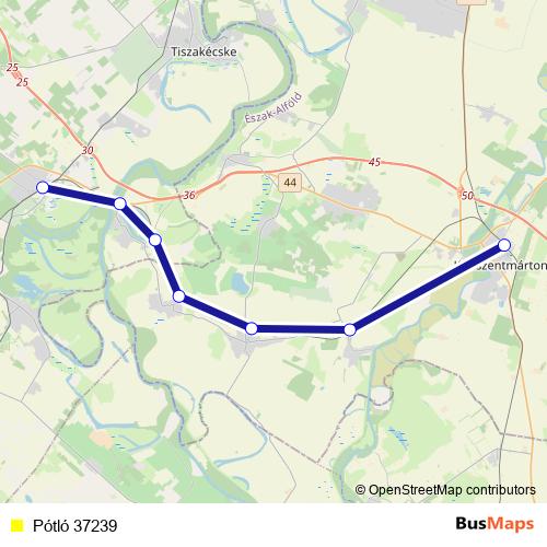 Pótló 37239 bus Line Map