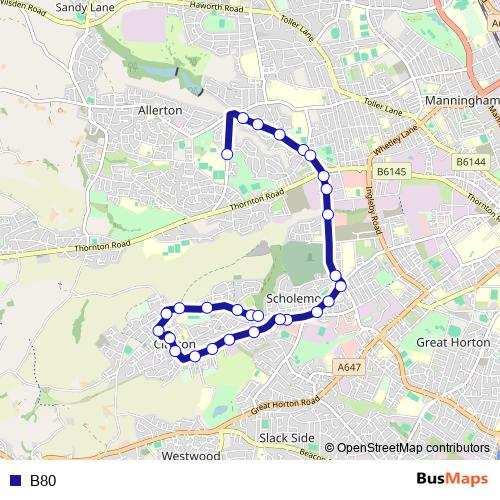 B80 bus Line Map