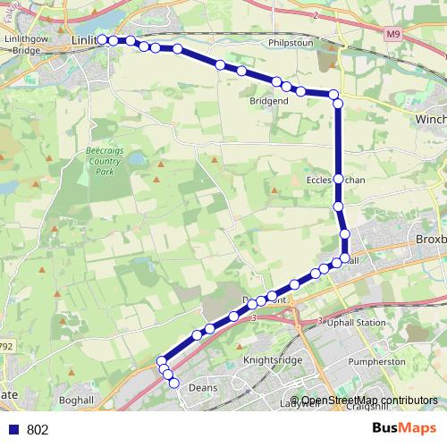 802 bus Line Map