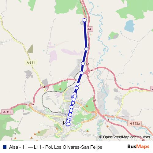 Alsa - 11 bus Line Map