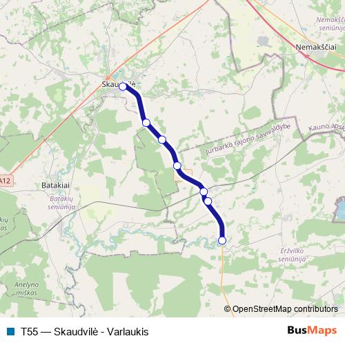 T55 bus Line Map