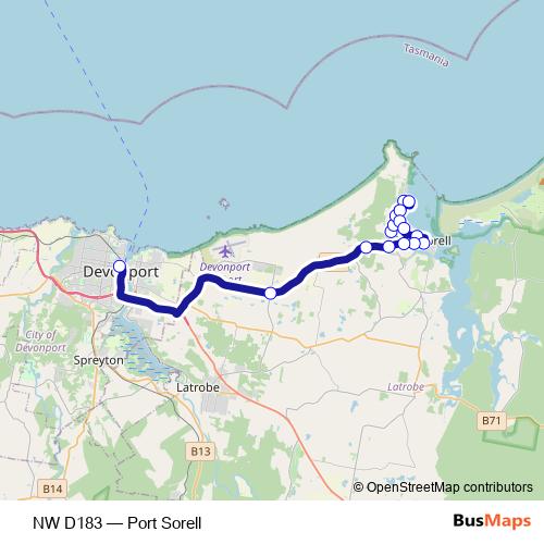 NW D183 bus Line Map
