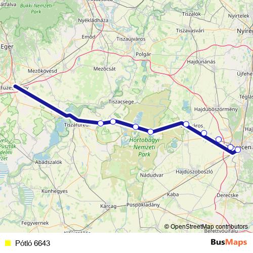Pótló 6643 bus Line Map