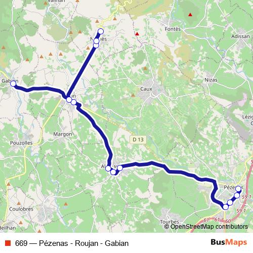 669 bus Line Map