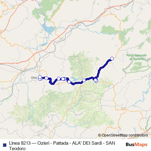 Linea 9213 bus Line Map