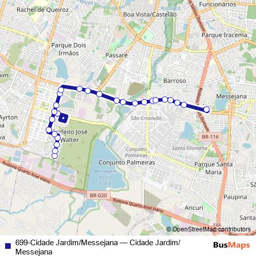 699-Cidade Jardim/Messejana bus Line Map