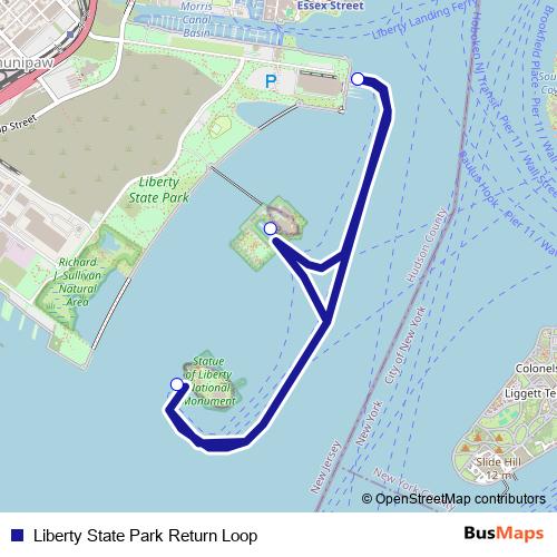 Liberty State Park Return Loop ferry Line Map