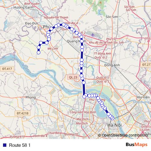 Route 58 1 bus Line Map