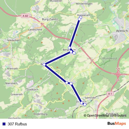 307 Rufbus bus Line Map