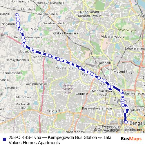 258-C KBS-Tvha bus Line Map