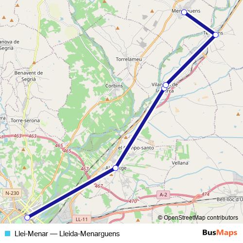 Llei-Menar bus Line Map