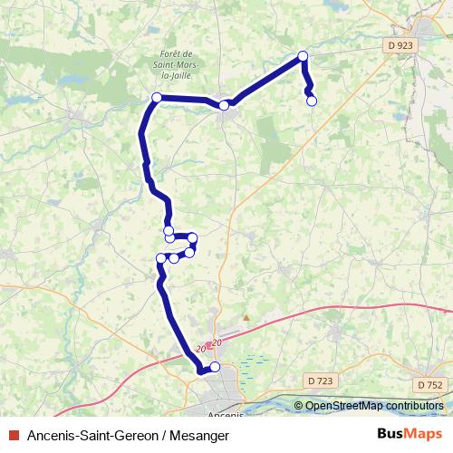 Ancenis-Saint-Gereon / Mesanger bus Line Map