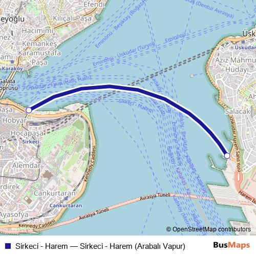 Sirkeci - Harem ferry Line Map