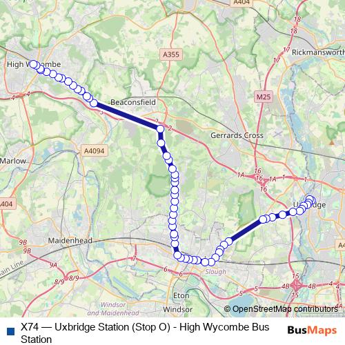 X74 bus Line Map